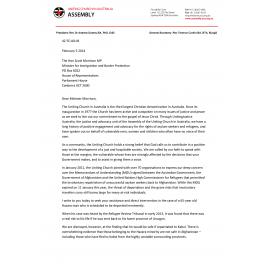 Letter to Minister for Immigration Morrison re : Asylum seekers and refugees