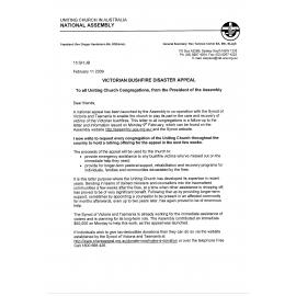 Letter from President Gregor Henderson re : Victorian Bushfire Disaster Appeal