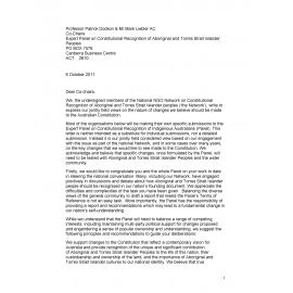 Letter re: Constitutional recognition of Aboriginal and Torres Strait Islander Peoples