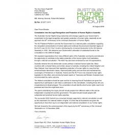 Letter to Prime Minister Rudd re : Consultation into the legal recognition and protection of Human Rights in Australia