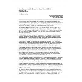 God's economy of life : beyond the global financial crisis