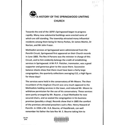 A history of the Springwood Uniting Church.