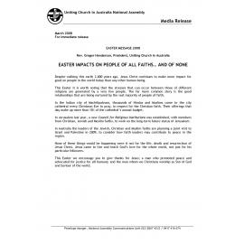 Easter Message : Easter impacts on people of all faiths and of none