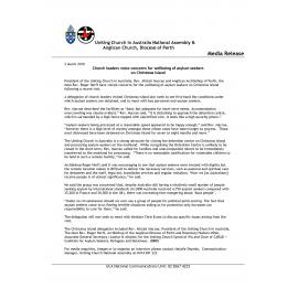 Church leaders voice concerns for wellbeing of asylum seekers on Christmas Island