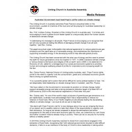 Australian Government must heed Pope's call for action on climate change