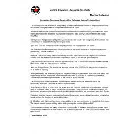 Immediate sactuary required for refugees fleeing Syria and Iraq