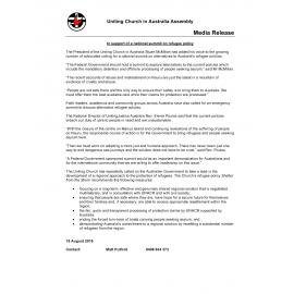 In support of a national summit on refugee policy