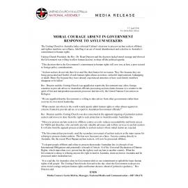 Moral courage absent in Government response to asylum seekers