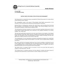 UCA welcomes action for nuclear disarmament
