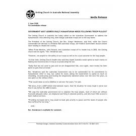 Government must address Iraq's humanitarian needs following troop pullout