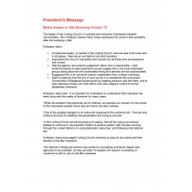 Media release : re Bali Bombing
