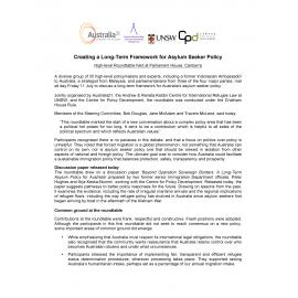 Creating a long-term framework for asylum seeker policy