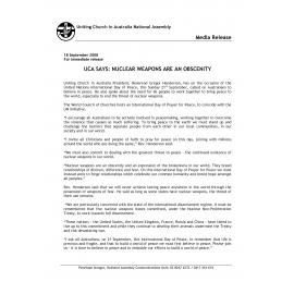 UCA says : nuclear weapons are an obscenity