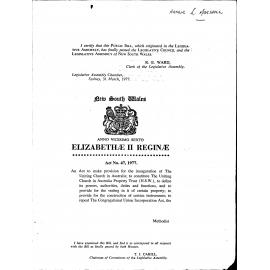 Act No. 47, 1977 : an act to make provision for the inauguration of The Uniting Church in Australia