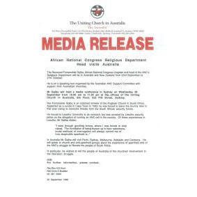 African National Congress Religious Department Head visits Australia