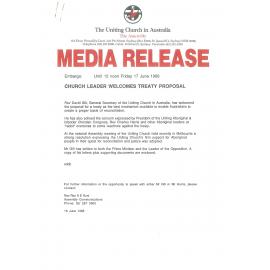 Church leader welcomes treaty proposal