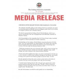 Church gives relief funds for Samoan cyclone