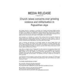 Church raises concern over growing violence and militarisation in Papua/Irian Jaya