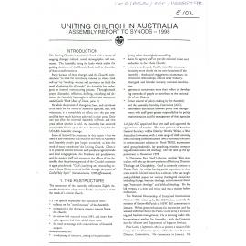 Assembly report to Synods - 1998