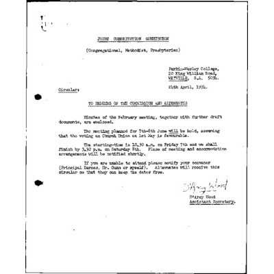 JCC Correspondence, minutes and documents relating to meetings