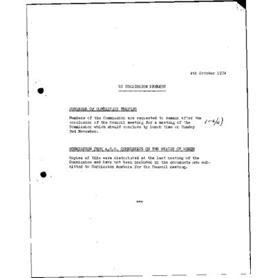 JCC Regulations and working papers relating to meeting, 6-7 Sept. 1974