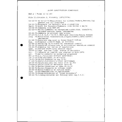 JCC Division 2, Ministry