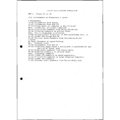 JCC Comments on Presbytery & Synod