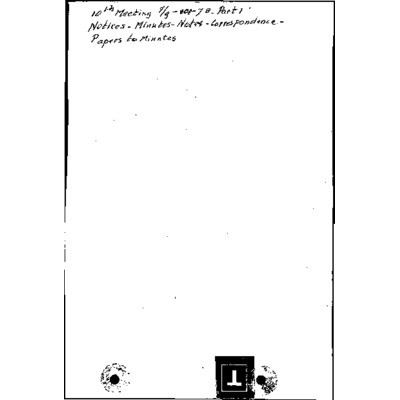 Meeting 10 [7-9 Jan. 1978], including minutes, correspondence and working papers