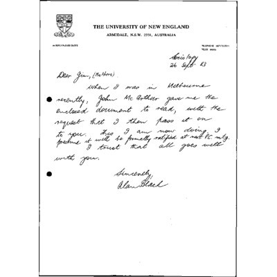 Final Determination (revised Sept. 1983) for SA [South Australia], enclosed with letter from Alan Black to Jim Mathers, 26 Sept. 1983