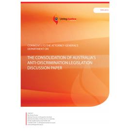 Comments : Consolidation of Australia's Anti-Discrimination Legislation 2012