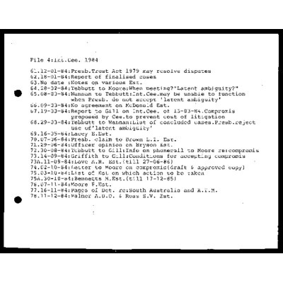 Interpretation Committee [Bequests] 1984