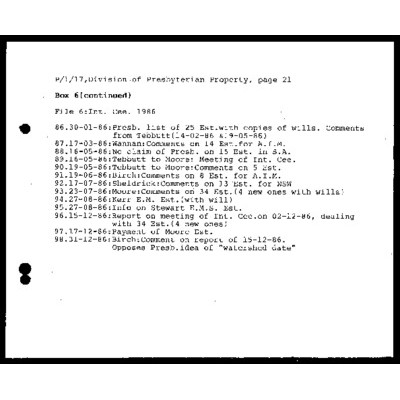 Interpretation Committee [Bequests] 1986