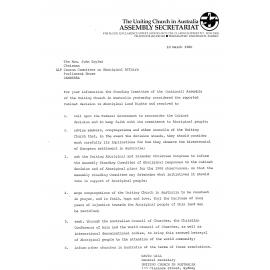 Letter to ALP Caucus re National Land Rights