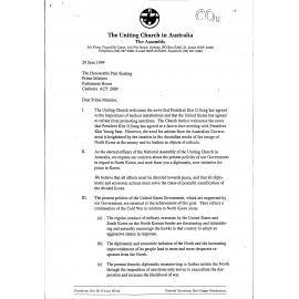 Letter to PM Keating re Korean nuclear installations