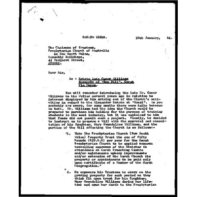 Estate Funds – Gomer Williams Estate