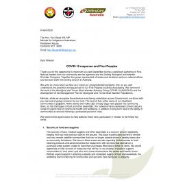 Letter to Minister Wyatt re First Peoples COVID-19