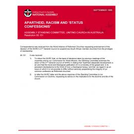 Apartheid, racism and 'Status confessions' (ASC)