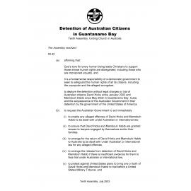Detention of Australian citizens in Guantanamo Bay (Tenth Assembly)