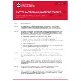Matters affecting indigenous peoples (Twelfth Assembly)