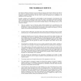 Marriage Service : Additional Liturgy : notes