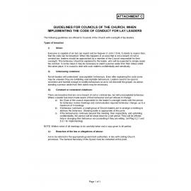 Guidelines for councils of the Church, when implementing the Code of Conduct for lay leaders