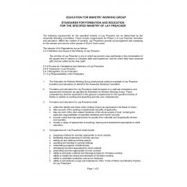 Standards for formation and education for the Specified Ministry of Lay Preacher