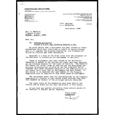 Legal proceedings relating to Victorian Schools Litigation: Scotch & PLC v Attorney General & Ors