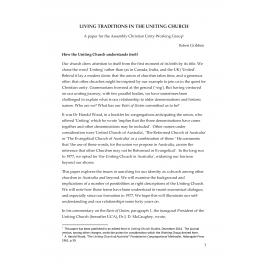 Living traditions in the Uniting Church (UCA)