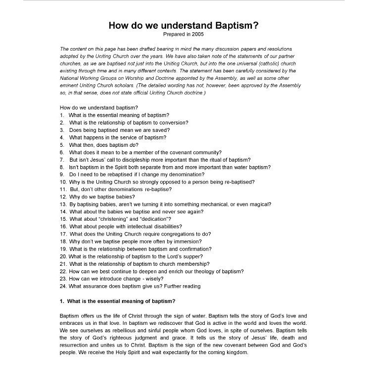 How do we understand baptism?