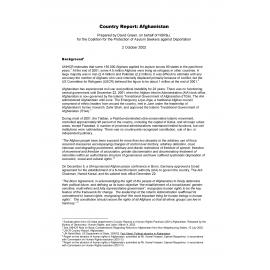 Country report : Afghanistan