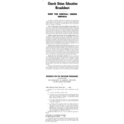 Church union education broadsheet