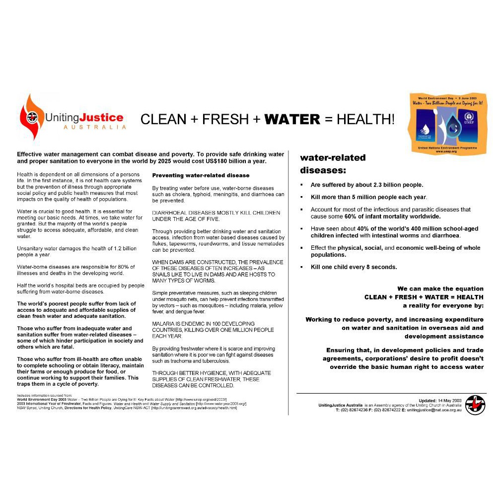 Clean + fresh + water = health!