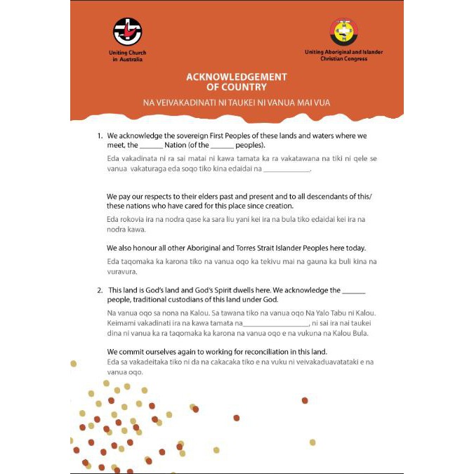 Acknowledgement of Country : Fijian