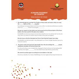 Acknowledgement of Country : Niuean